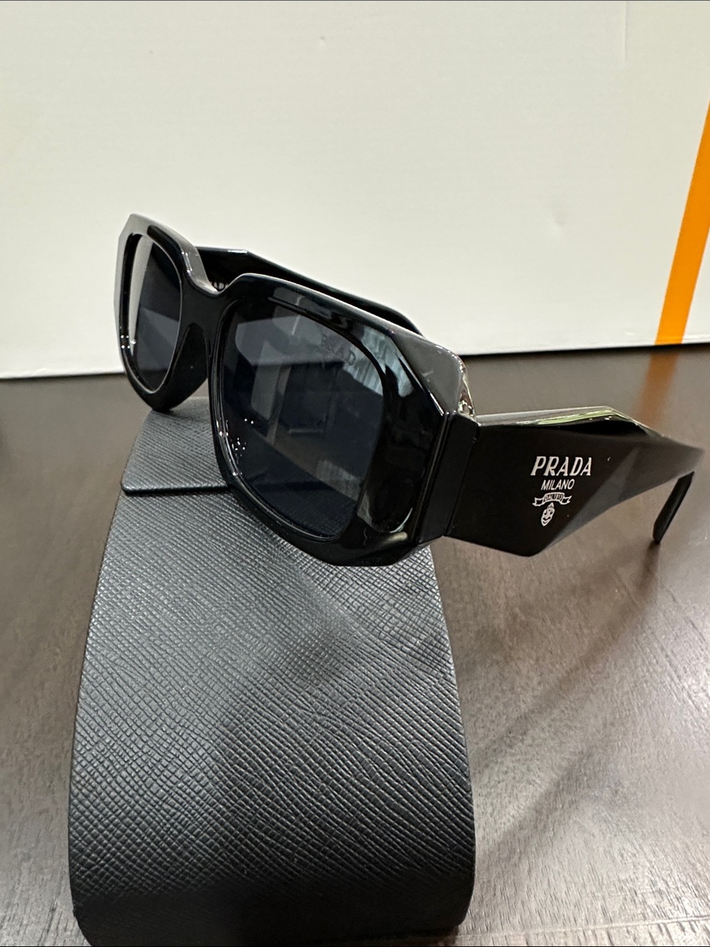 Prada Black Glossy Men’s Oversized Square Sunglasses